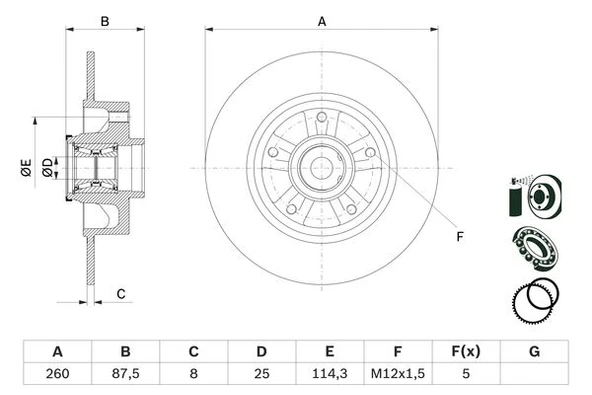BOSCH 0986479E79 FREN DİSKİ ARKA RENAULT MEGANE IV HB 16> RULMANLI ABS SENSÖRLÜ 432000166R-432009292R-432024629R ürün görseli 1