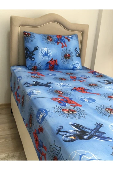 Tek Kişilik Ranforce (kumaş) Lastiksiz Çarşaf Takımı Spiderman ürün görseli 1
