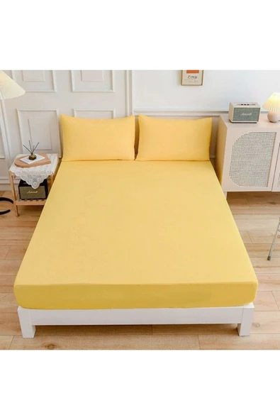 Çift Kişilik Lastikli Kumaş Çarşaf + 2 Yastık Kılıfı ürün görseli