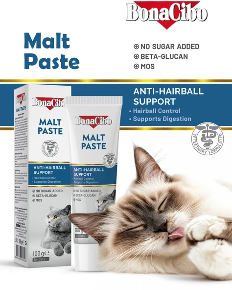 BonaCibo Yetişkin Kediler İçin Tüy Yumağı Oluşumunu Önleyici Malt Macun (100 ml) ürün görseli 1