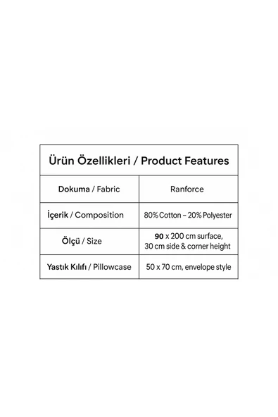 Desenli 90 x 200 cm Kırmızı Yıldız Lastikli Çarşaf ve Yastık Kılıfı - Resim 4