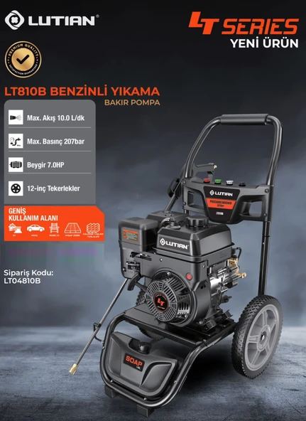 LUTİAN LT810B - Endüstriyel Benzinli 207 Bar Yüksek Basınçlı Oto Yıkama Makinası 7 HP - 2