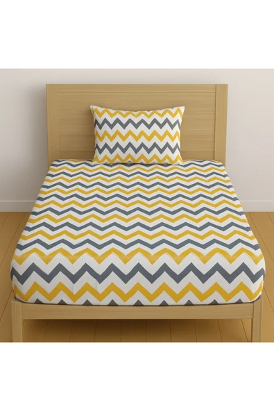 Tek Kişilik Desenli Lastikli Çarşaf Seti 90x200 Cm + 1 Yastık Kılıfı 50x70 ürün görseli 1