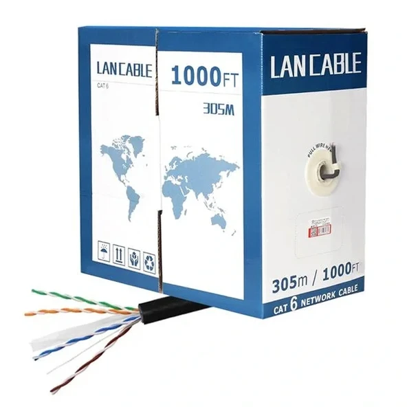 Powermaster Pm-8256 23 Awg 0.56 Mm Cca 305 Metre Dış Mekan Siyah Cat6 Kablo ürün görseli