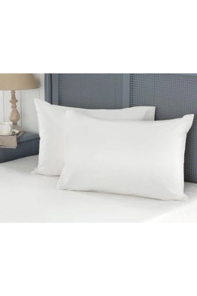 Renforce Beyaz Fermuarlı Yastık Kılıfı 2'li 50x70 - Resim 2