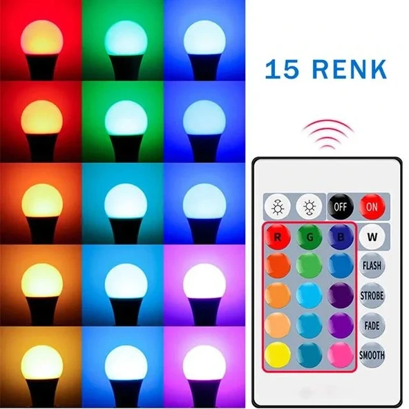 Ledx Al-ll9rgb 9 Watt Kumandalı 800 Lumen Rgb Işık E27 Led Ampul - Resim 2