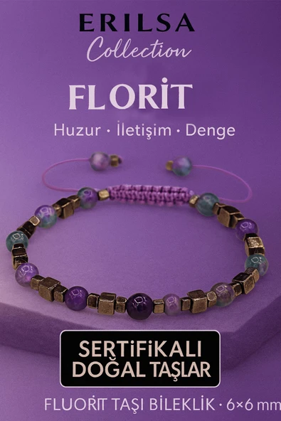 Sertifikalı Doğal Terahertz Florit Taşı Bileklik 6x6 mm Huzur ve Denge Taşı ürün görseli