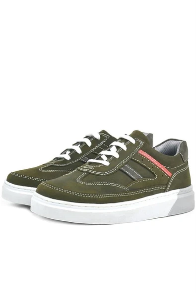 Rakerplus Hakiki Deri Haki Yeşil Çocuk Günlük Spor Okul Ayakkabı - 4