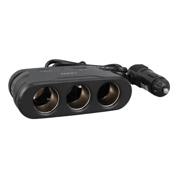 Olesson 2013 12-24v Type-c + Usb Girişli 120w 80 Cm Kablolu 3'lü Araç Çakmak Çoklayıcı - Resim 2