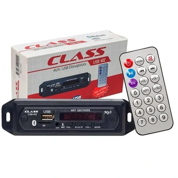 Class Bluetooth-usb-sd-mmc-aux-mikrofonlu-kumandalı Oto Teyp Çevirici Dijital Player Usb-402 ürün görseli
