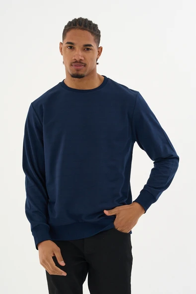 Süperlife Erkek Gri Bisiklet Yaka Ribanalı Regular Fit Sweatshirt spr26swk930 - 3