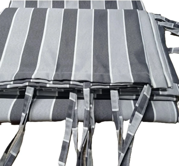 CEYLAN Home Balkon Perdesi Brandası Bağcıklı Ölçü Seçenekli Gri Çizgili - Resim 3