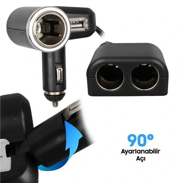 Olesson 1526 12-24v Tek Usb Girişli 120w 80 Cm Kablolu 3'lü Araç Çakmak Çoklayıcı - Resim 3