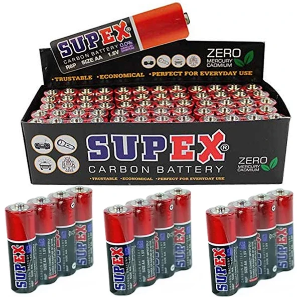 Supex R6 1.5 Volt Çinko Karbon AA Kalem Pil (60'lı Paket) - Resim 3