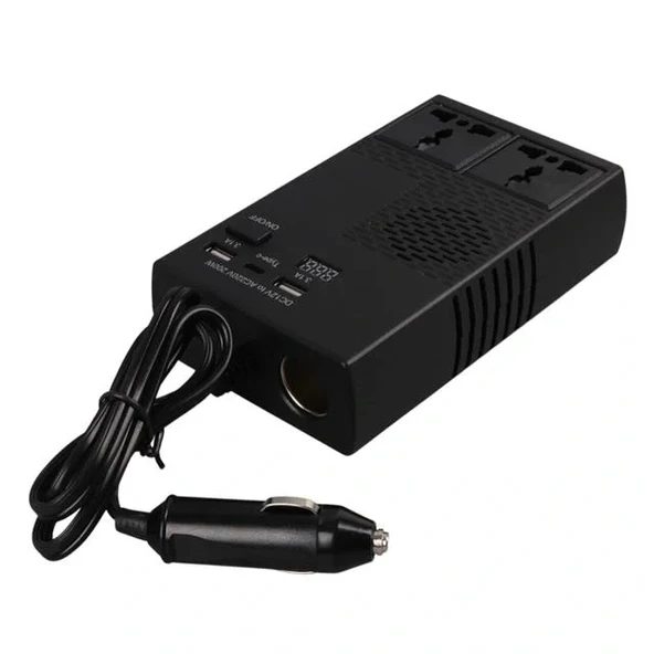 Olesson 1664 Dc 12-24v 200w Oto Araç Power İnverter 1x Çakmak Girişi - 1x Type-c - 2x Usb - 2x 220v Üniversal Priz - Resim 3