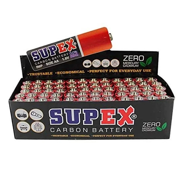 Supex R6 1.5 Volt Çinko Karbon AA Kalem Pil (60'lı Paket) - Resim 2