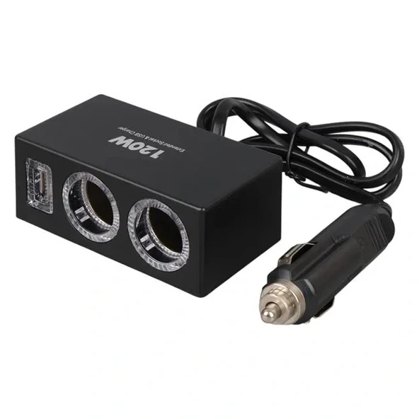 Olesson 1522 12-24v Tek Usb Girişli 120w 80cm Kablolu 2'li Araç Çakmak Çoklayıcı - Resim 3