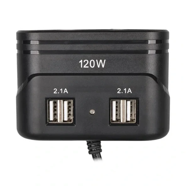 Olesson 1678 12-24v 4 Usb Girişli 120w 80cm Kablolu 3'lü Araç Çakmak Çoklayıcı - 3