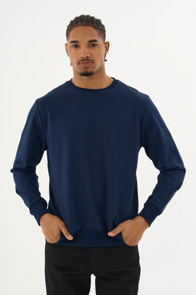 Süperlife Erkek Gri Bisiklet Yaka Ribanalı Regular Fit Sweatshirt spr26swk930 - 7