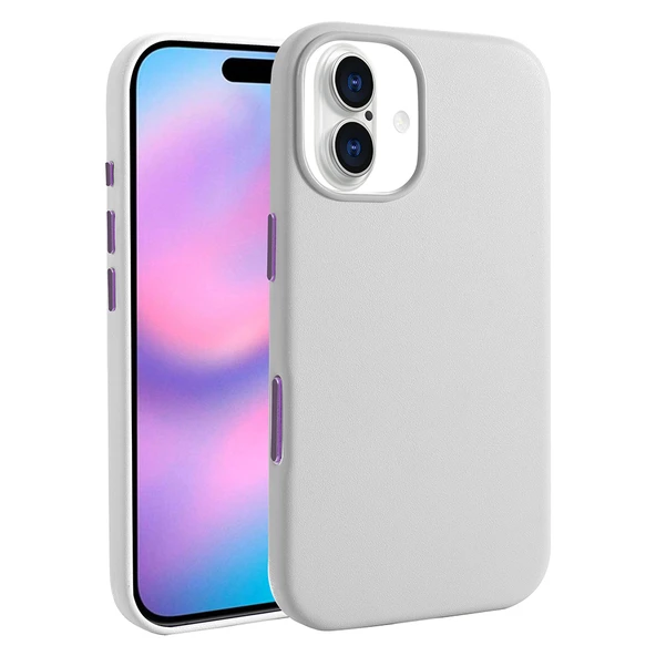 iPhone 17 Kılıf M-safe Şarj Özellikli PU Deri Görünümlü Kupra Kılıf - Resim 4