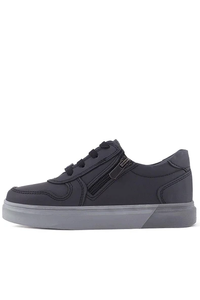 Rakerplus Hakiki Deri Siyah Gri Tabanlı Günlük Erkek Çocuk Okul Ayakkabısı - 5