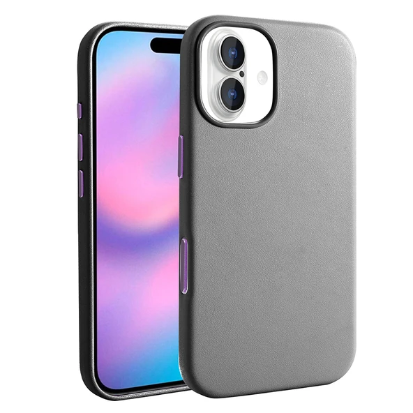 iPhone 17 Kılıf M-safe Şarj Özellikli PU Deri Görünümlü Kupra Kılıf - Resim 5