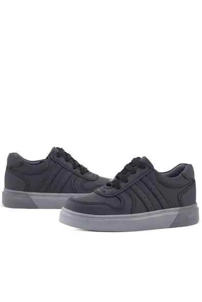 Rakerplus Hakiki Deri Siyah Gri Tabanlı Günlük Erkek Çocuk Okul Ayakkabısı - 8