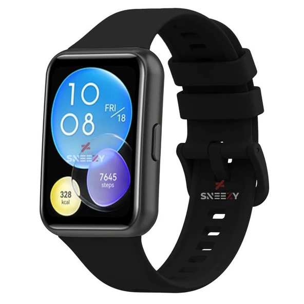 Huawei Watch Fit 2 Uyumlu PureLux Tam Uyumlu Silikon Kordon Siyah