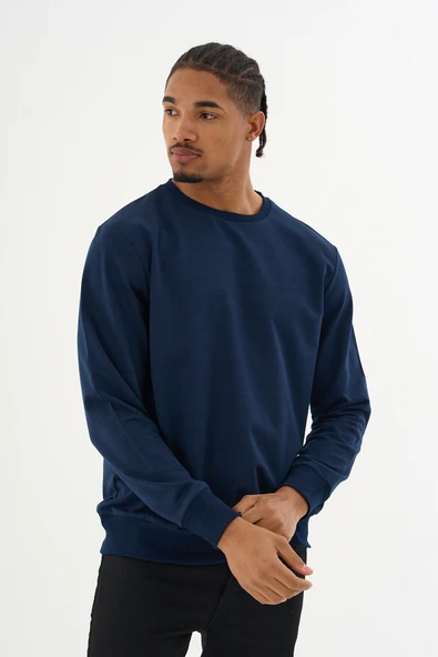 Süperlife Erkek Gri Bisiklet Yaka Ribanalı Regular Fit Sweatshirt spr26swk930 - 6