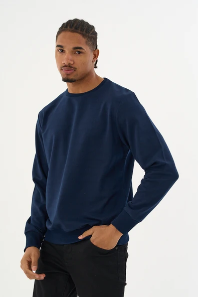 Süperlife Erkek Gri Bisiklet Yaka Ribanalı Regular Fit Sweatshirt spr26swk930 - 2