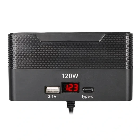 Olesson 2014 12-24v Type-c + Usb-a Girişli 120w 80cm Kablolu 4'lü Araç Çakmak Çoklayıcı - Resim 3