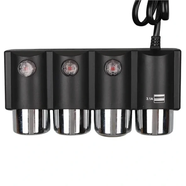 Olesson 1508 12-24v Çift Usb Girişli 120w 80cm Kablolu 3'lü Araç Çakmak Çoklayıcı - 3