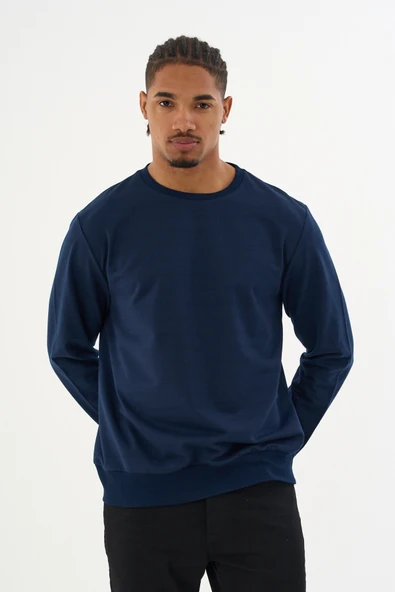 Süperlife Erkek Gri Bisiklet Yaka Ribanalı Regular Fit Sweatshirt spr26swk930 - 5