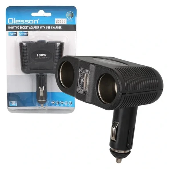 Olesson 1646 12-24v Tek Usb Girişli 100w Çiftli Araç Çakmak Çoklayıcı ürün görseli