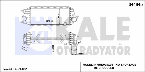 Kia İntercooler İx35 Kia Sportage 2010> - Kale 344945 ürün görseli