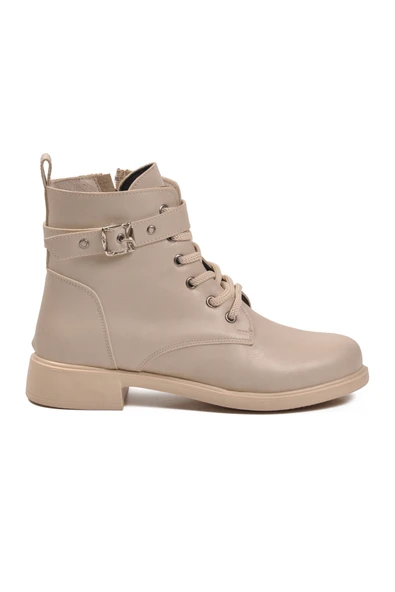 Aspor Bej İçi Polarlı Fermuarlı Kadın Topuklu Bot - Resim 2