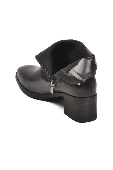 Aspor Siyah Fermuarlı Polarlı Kadın Topuklu Bot - 4