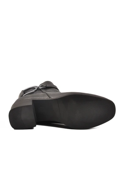 Aspor Siyah Fermuarlı Polarlı Kadın Topuklu Bot - 5