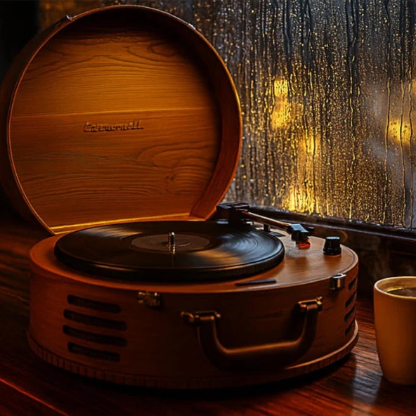 Pikap Crownwell Lion Ahşap Klasik Plak Çalar Bluetooth Usb SD Kart Okuyuculu - Resim 2