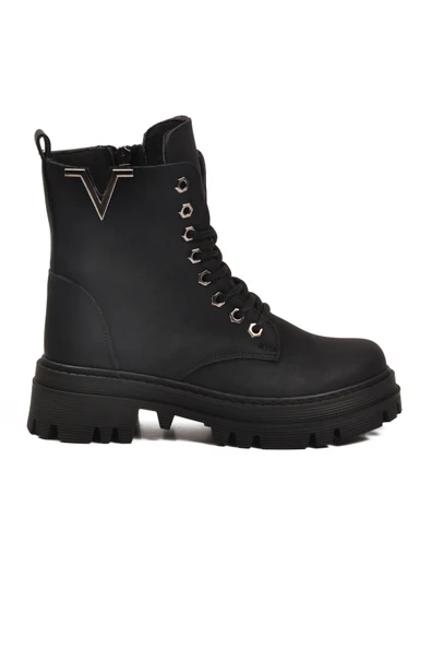 Aspor Siyah Zümrüt Bağcıklı Fermuarlı Kadın Worker Bot - 2