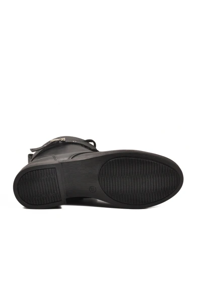 Aspor Siyah İçi Polarlı Fermuarlı Kadın Topuklu Bot - Resim 5