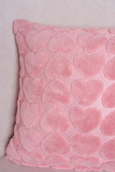Love | Welsoft Jakarlı Dekoratif Kırlent Kılıfı 43x43 cm - ZTLOVE pembe - 2