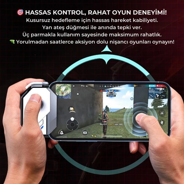 Coofbe Profesyonel Şarjlı Bluetooth Bağlantılı Telefon Joystick Kontrol Gamepad Mobil Oyun Kolu Tetik - 9