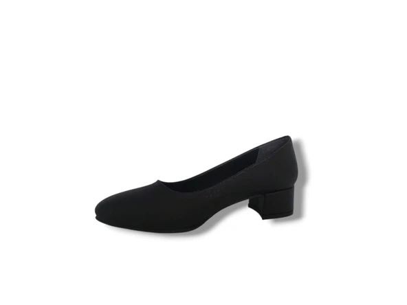 Zerhan 1003 Kadın Siyah Pırıltılı Alçak Topuklu Ayakkabı - Resim 3