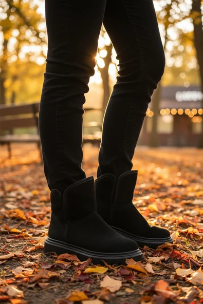 Aspor Siyah Süet İçi Kürklü Kadın Topuklu Bot - 3