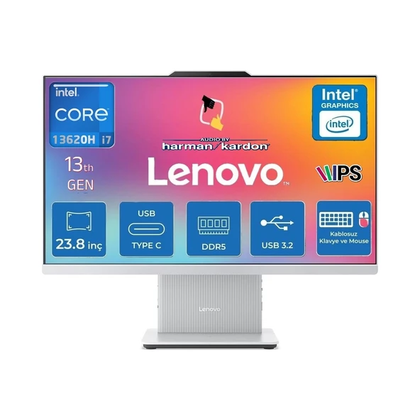 Ideacentre Aıo 24IRH9 Intel Core I7-13620H 16GB 1tb SSD 23.8'' Fhd IPS Freedos F0HN0056TR02 Kablosuz Klavye+Mouse Beyaz All In One Bilgisayar+Snertech ürün görseli