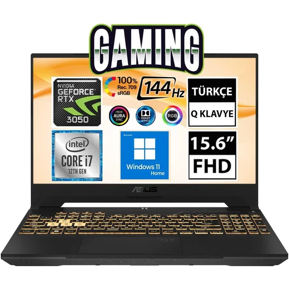 Tuf Gaming F15 FX507ZC4-HN008W05 I7-12700H 32GB 512SSD+1TBSSD RTX3050 15.6" Fullhd Windows 11 Home Taşınabilir Bilgisayar ürün görseli 1