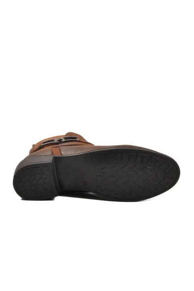 Aspor Taba Zümrüt İçi Kürklü Fermuarlı Kadın Topuklu Bot - Resim 5