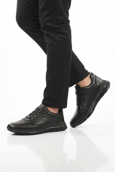 Marcomen Siyah Hakiki Deri Bağcıklı Erkek Sneaker ürün görseli 1