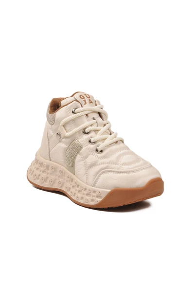 Guja Bej İçi Kürklü Bağcıklı Kadın Hi Sneaker - 3